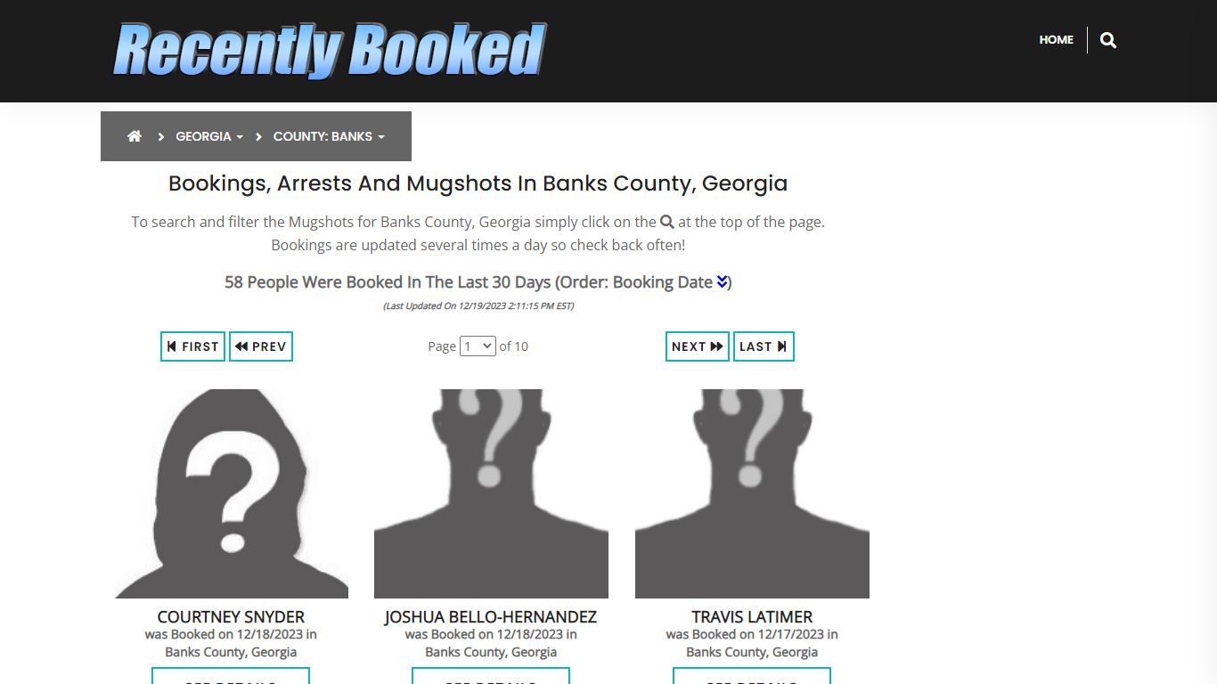 Recent bookings, Arrests, Mugshots in Banks County, Georgia